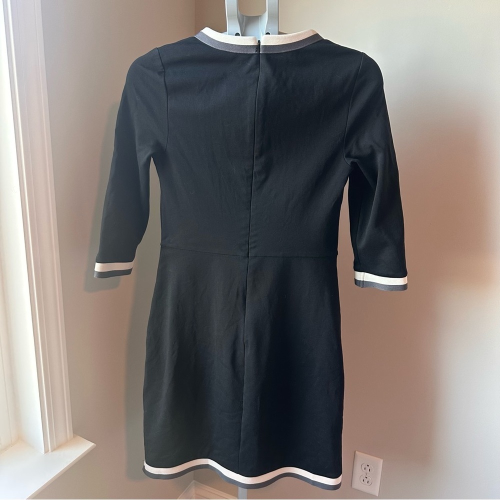 Boden Gloria Ponte Sheath Dress Black size6 Grey White Trim Kate Middleton Style - Picture 3 of 6